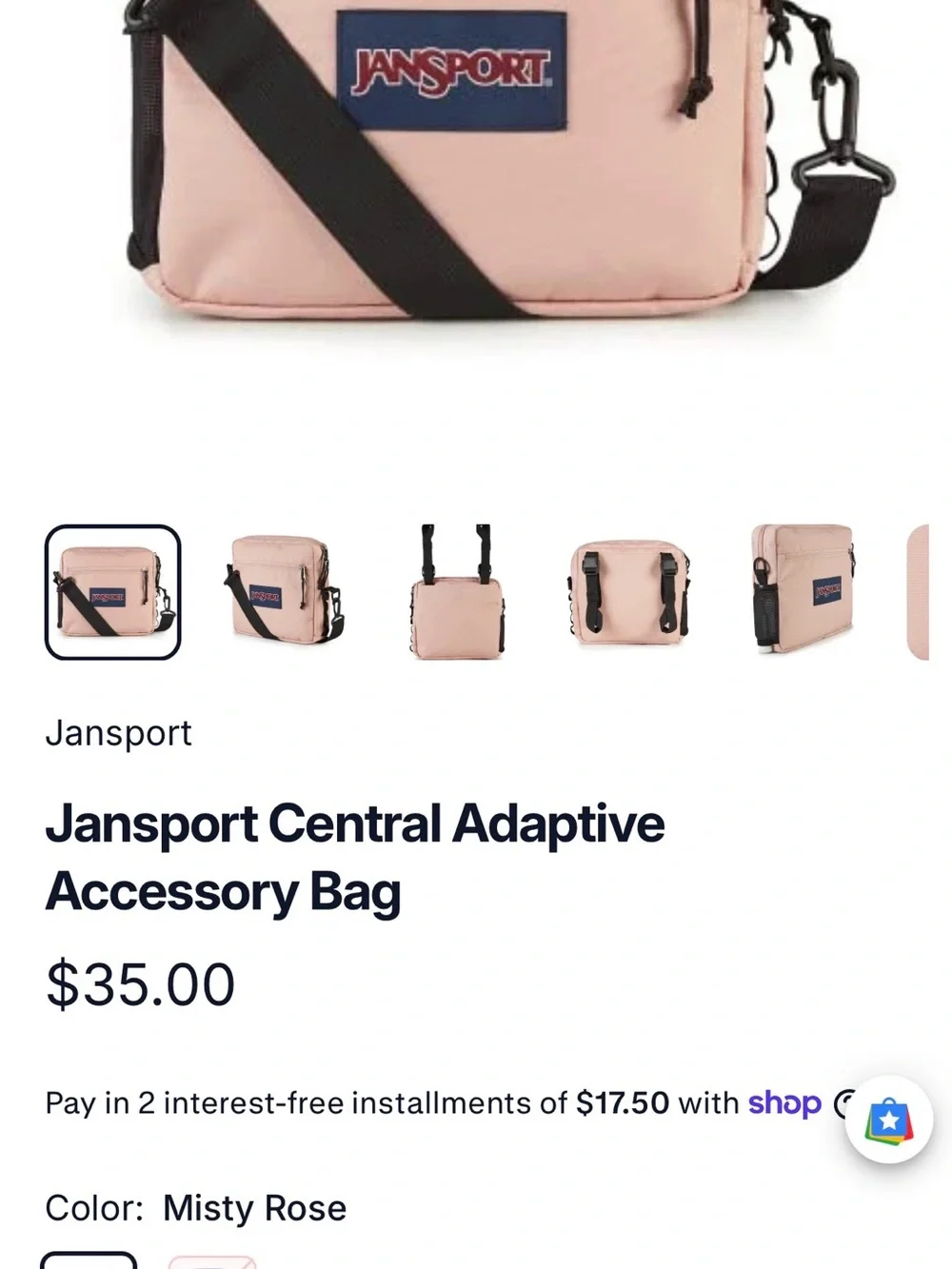 Jansport Pale Pink Crossbody Pouch with Front Zip